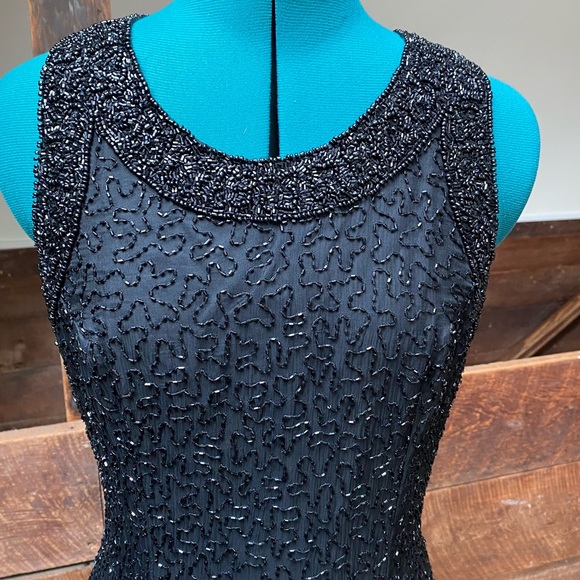 ✨HP✨ Vintage Laurence Kazar Beaded Silk Cocktail Dress - Picture 4 of 14